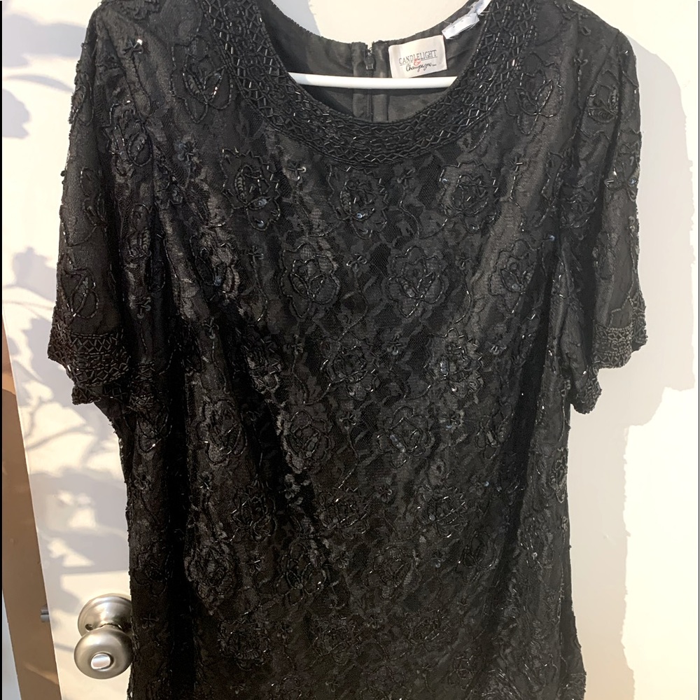 Candlelight and champagne beaded top